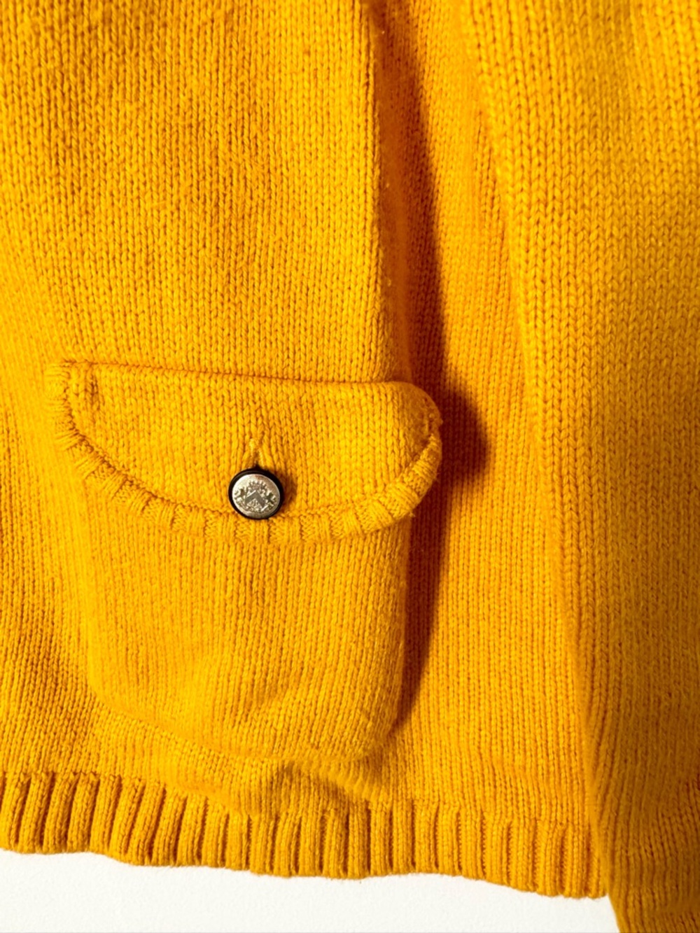 Talbots Mustard Cardigan Button Front Pockets Size L - Picture 4 of 8